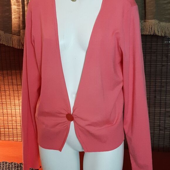 MODA INTERNATIONAL Woman's FushaPink Silk Carnigan Sweater XL - Picture 3 of 10